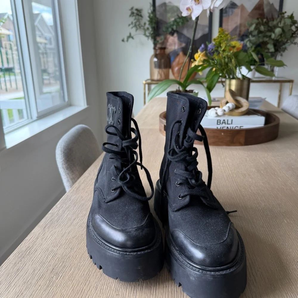 CELINE BULKY LACED UP BOOT | BLACK - Picture 9 of 13